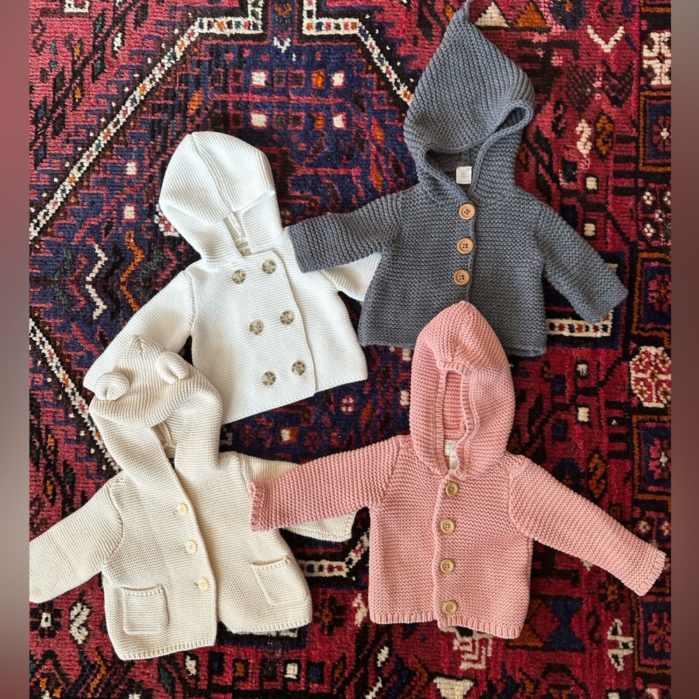 Collection of 4 NB/0-3 months baby sweaters